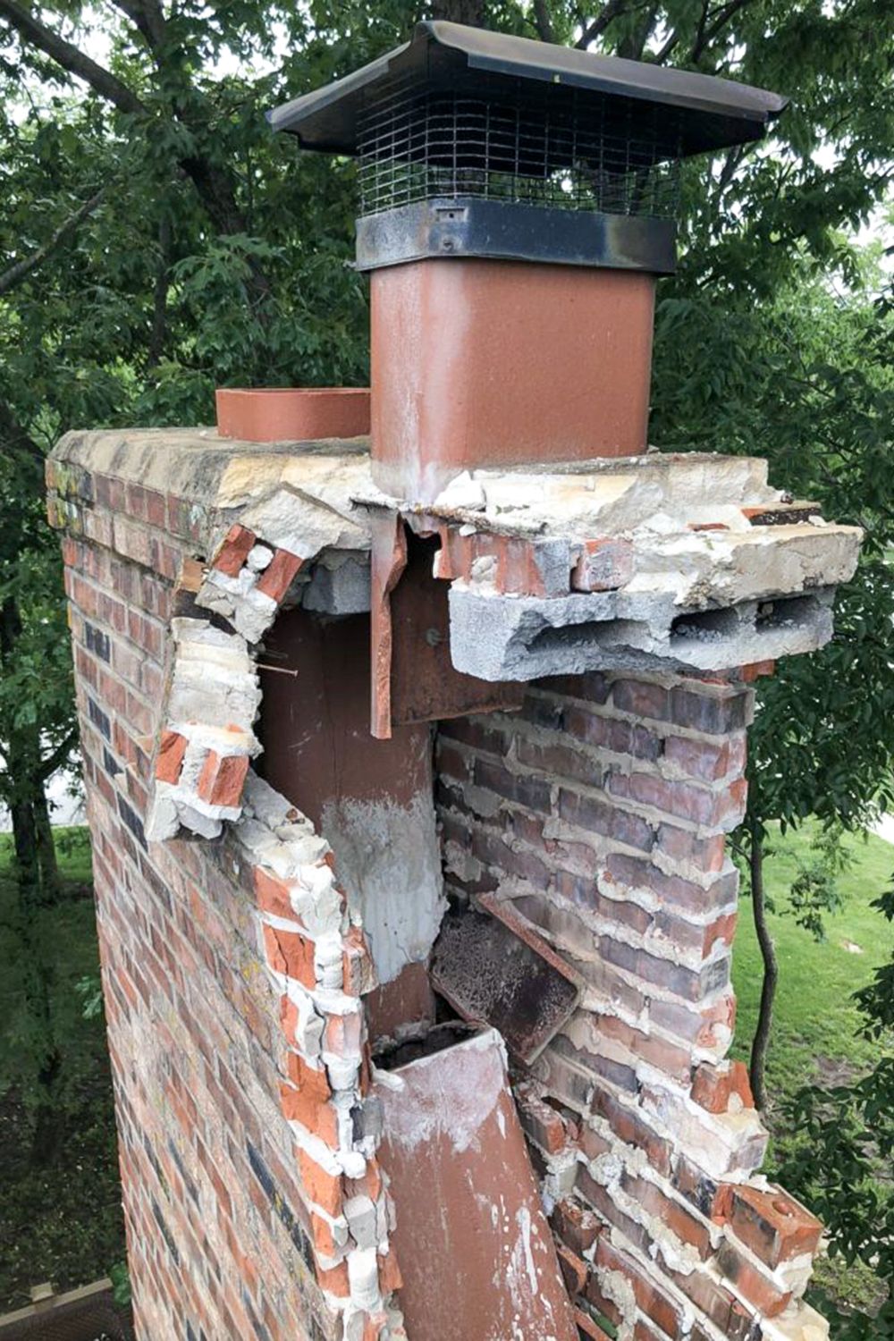 Chimney repair specialists at work